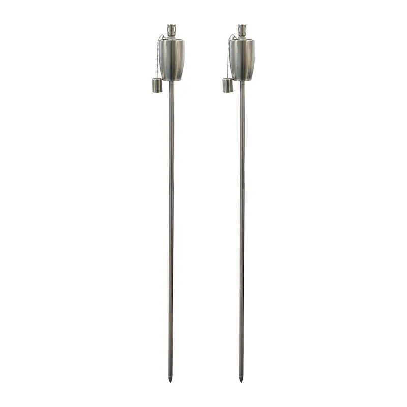1.46M Barrel-Design Metal Outdoor Fire Torches – Set Of 2 1