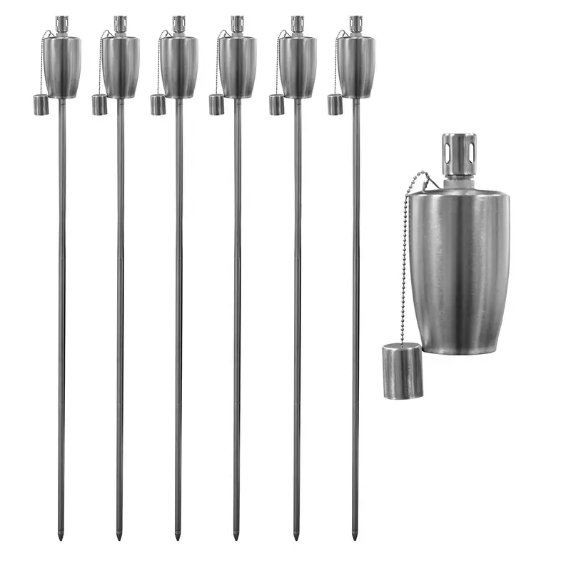 1.46M Barrel-Style Metal Outdoor Fire Torches – Set Of 6 1