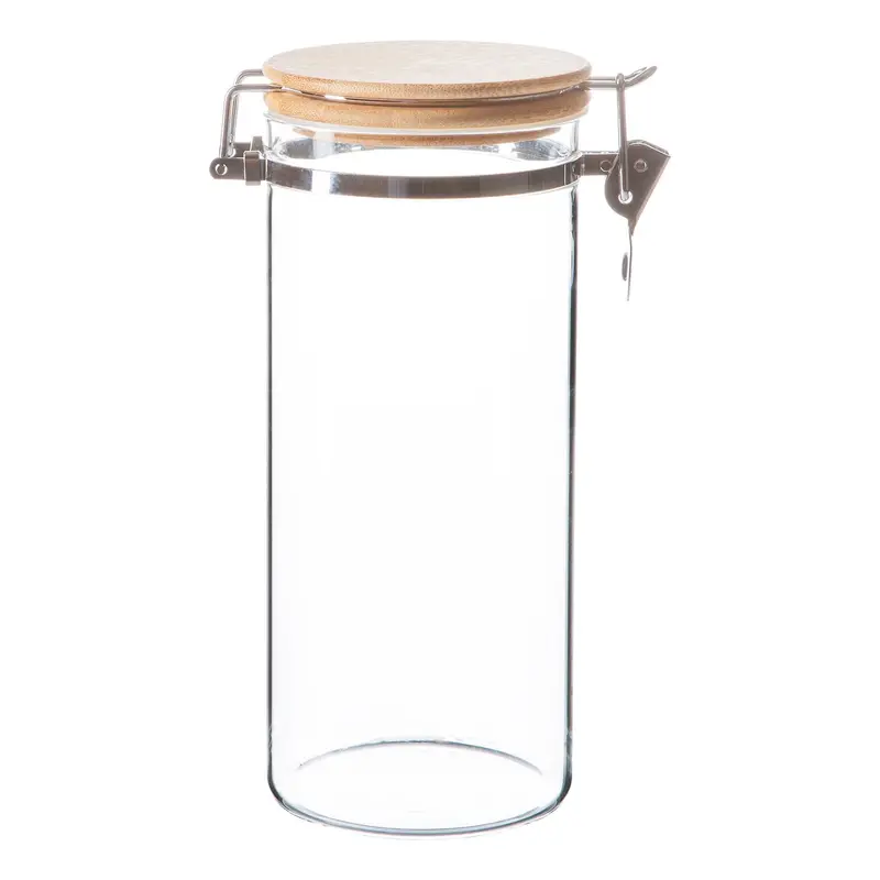 1.4L Glass Storage Jar With Secure Wooden Clip Lid 1