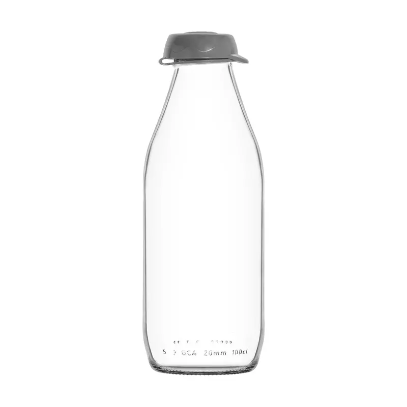 1-Litre Sute Reusable Glass Water Bottle With Leak-Proof Silicone Cap 1
