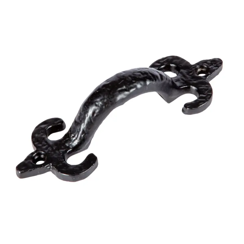 105Mm Matte Black Antique-Style Fleur-De-Lis Door Handle 1