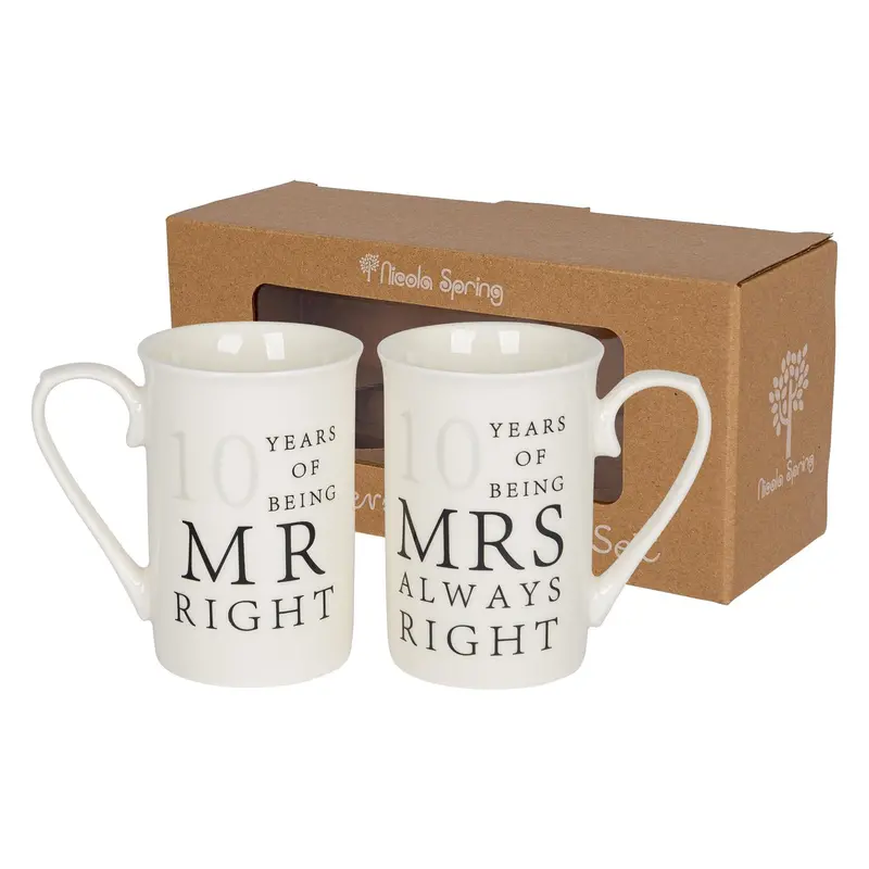 10Th Anniversary 300Ml New Bone China Mug Set 1