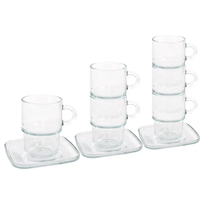 12-Piece Cozy Stackable Set: 350Ml Coffee Cups With Matching Saucers 1