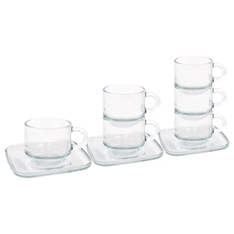 12-Piece Cozy Stackable Set: 90Ml Espresso Cups With Saucers 1
