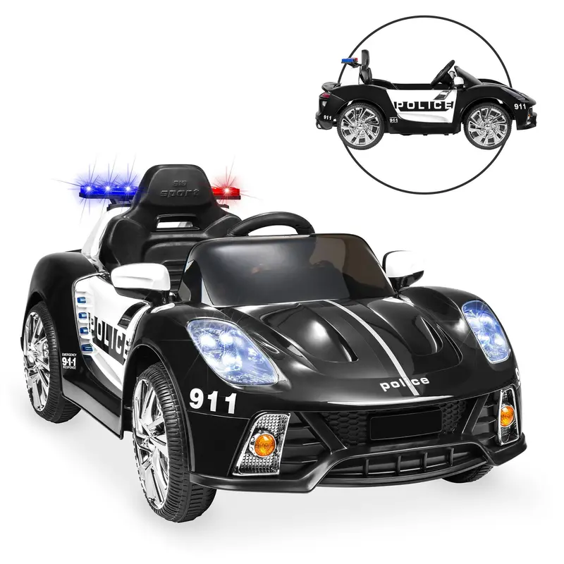 12V Kids’ Police-Themed Ride-On Sports Car With Parental Controls And Sound Effects 1