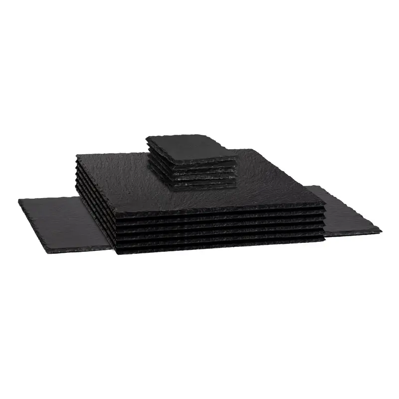 13-Piece Set Of Black Square Slate Placemats 1