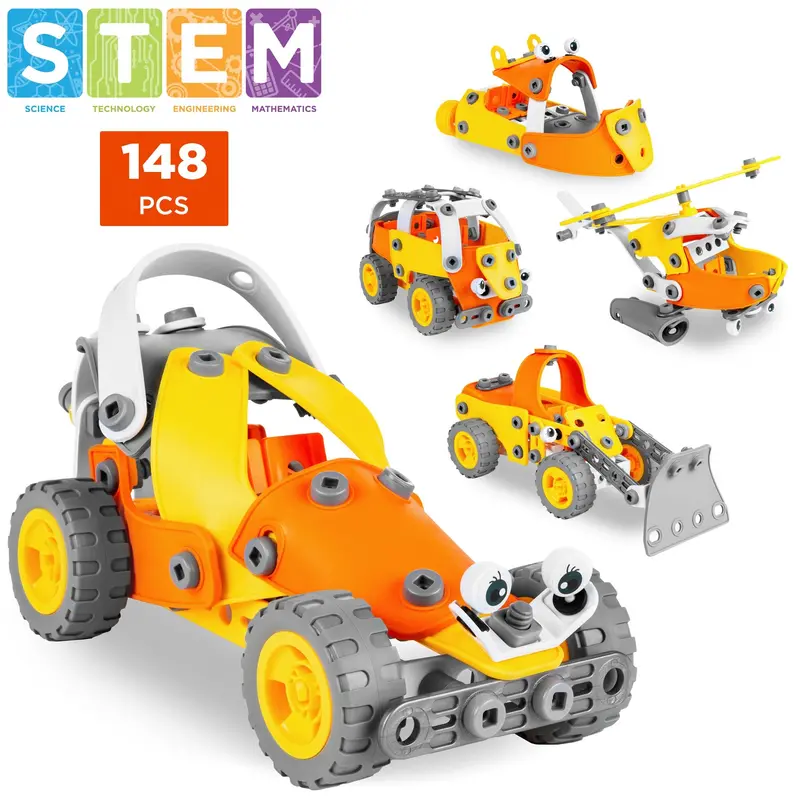 147-Piece Stem Learning Toy Kit For Kids – 5-In-1 Buildable Vehicle Set 1