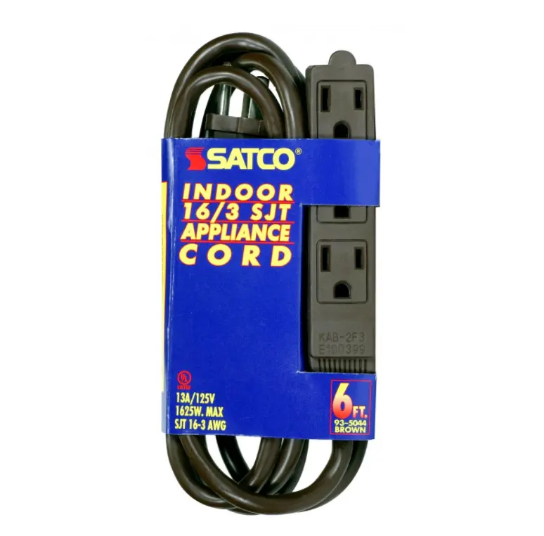16/3 Sjt Brown Extension Cord – 6-Foot Compact Power Cord 1