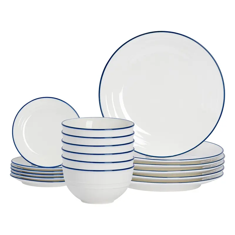 18-Piece Farmhouse Porcelain Dinner Set – Neutral-Tone Entertaining Collection 1