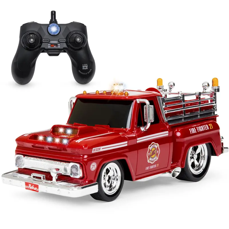2.4Ghz Rc Emergency Fire Truck Toy With Flashing Lights, Sirens, And Realistic Detailing 1