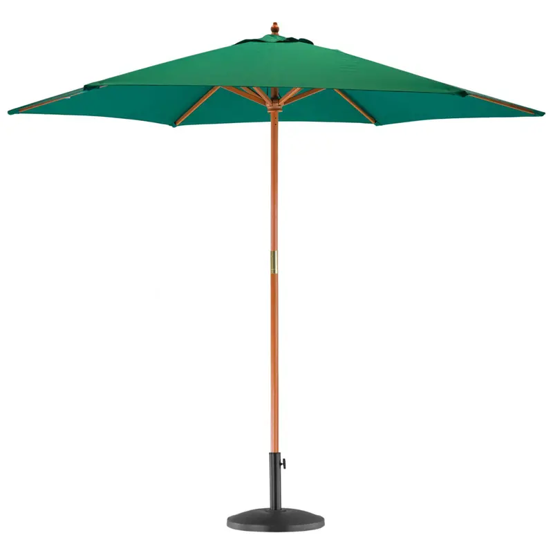 2.7M X 2.5M Wooden Garden Parasol With Heavy-Duty Black Concrete Base 1