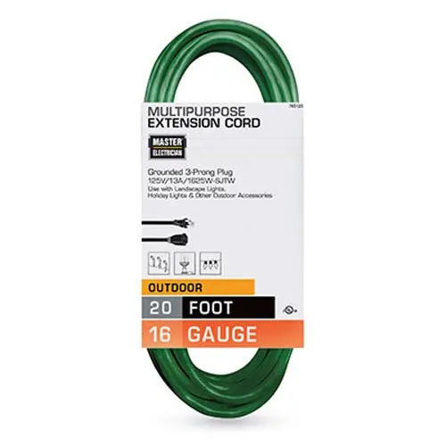 20-Foot Indoor/Outdoor Green Extension Cord For Versatile Use 1
