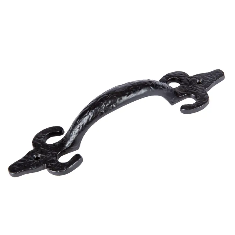 205Mm Matte Black Antique-Style Fleur-De-Lis Door Handle 1
