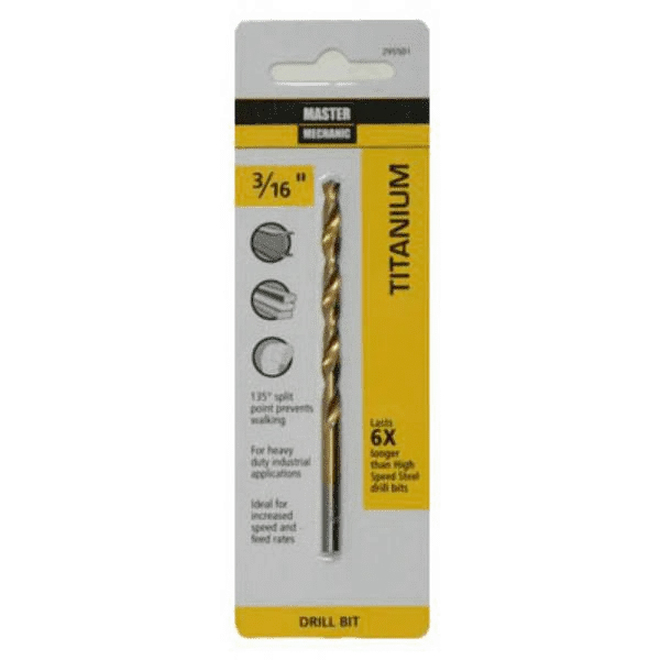 3/16-Inch × 3.5-Inch Titanium-Coated Drill Bit – Single Piece 1
