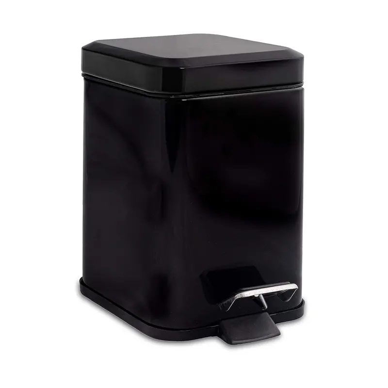 3-Liter Black Square Pedal Bin – Space-Saving Design 1