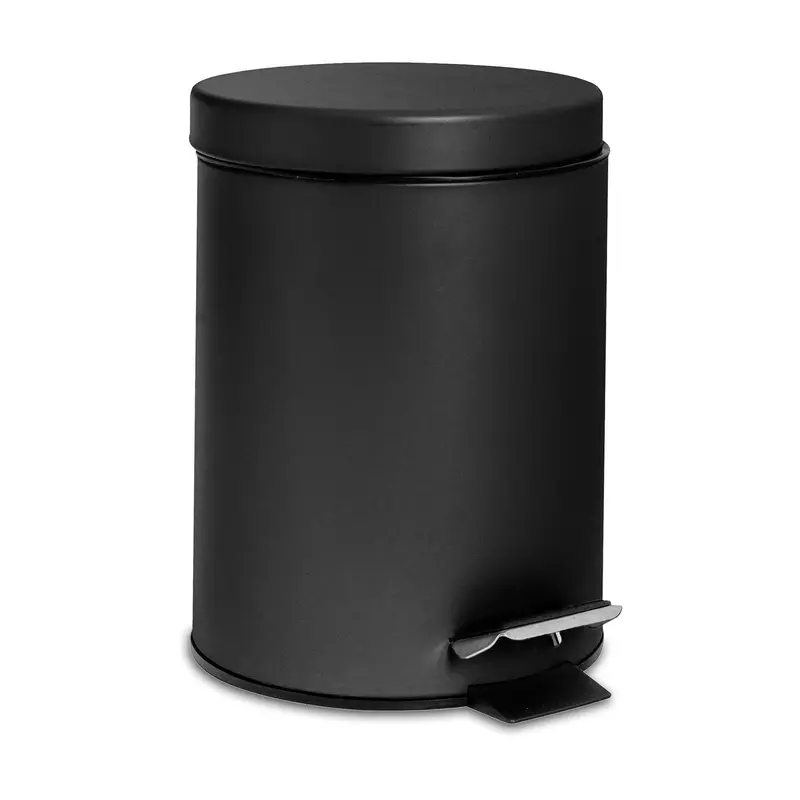 3-Litre Matte Black Stainless Steel Round Bathroom Bin 1
