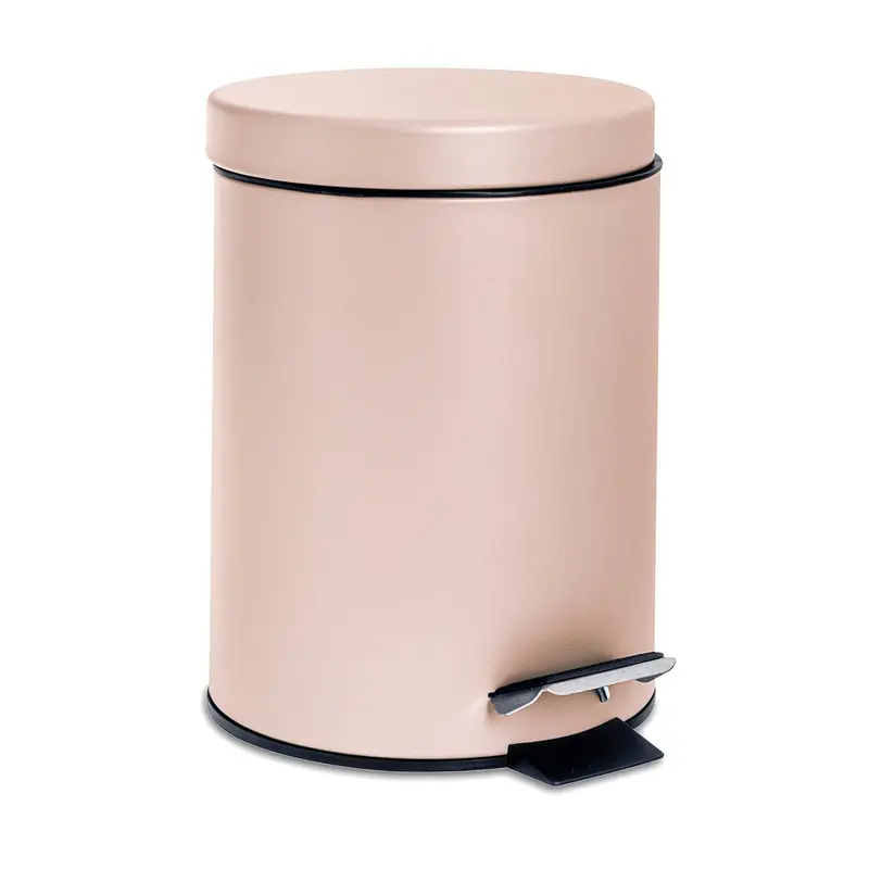 3-Litre Matte Pink Stainless Steel Round Bathroom Bin 1