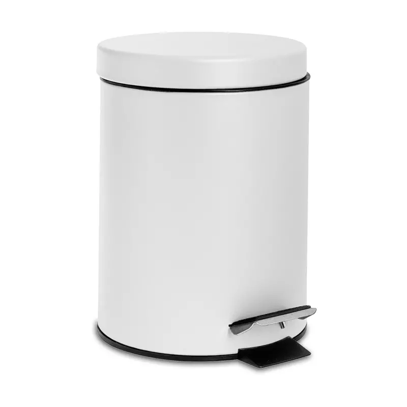3-Litre Matte White Stainless Steel Round Pedal Bin 1