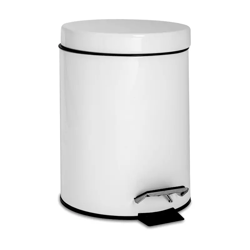 3-Litre White Stainless Steel Round Pedal Bin 1