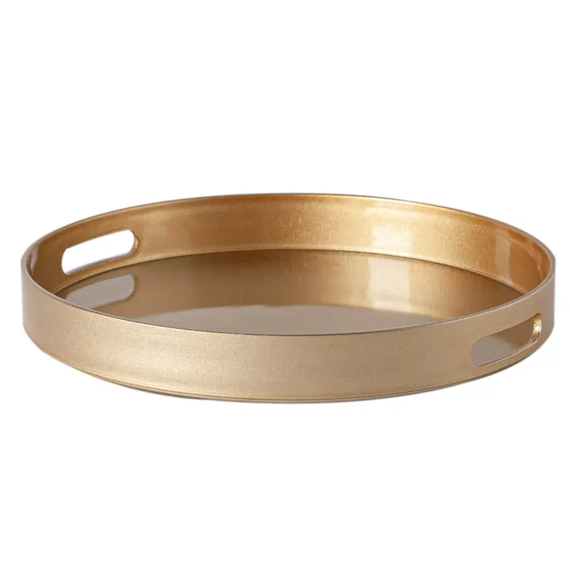 33Cm Gold Metallic Round Lacquer Tray 1