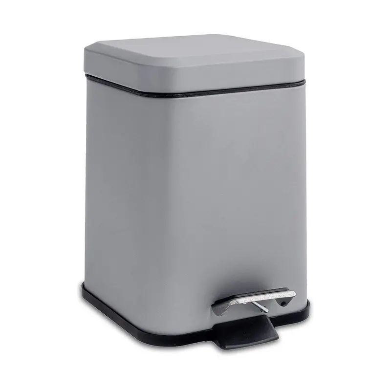 3L Matte Grey Square Foot-Activated Bathroom Bin 1