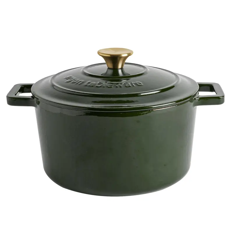 4.5-Litre Forest Green Enamel-Coated Cast Iron Casserole Dish 1