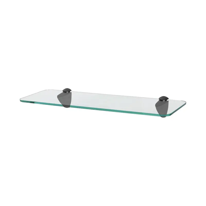 40Cm Rounded Floating Glass Shelf With Matte Black Mounts 1