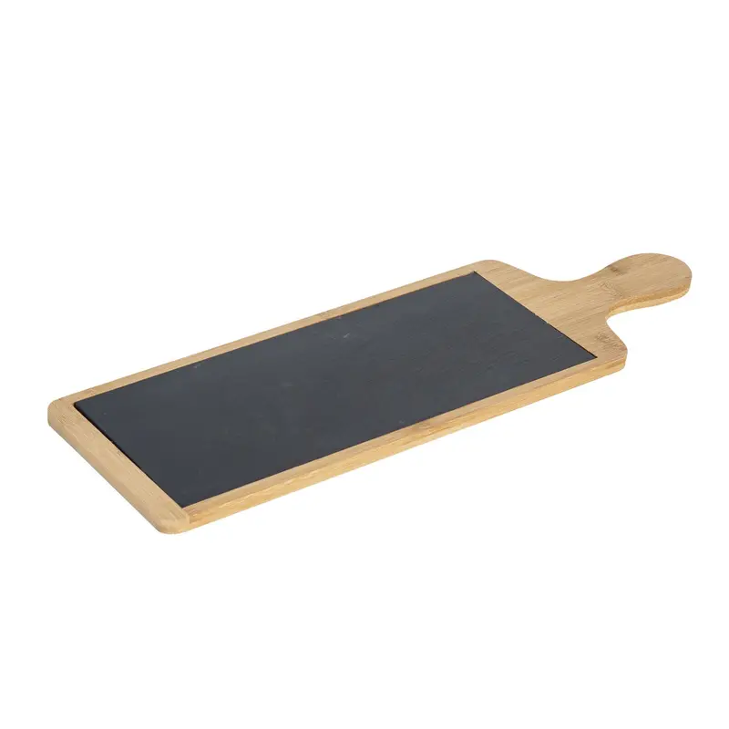44.5 X 14.5Cm Natural Slate And Bamboo Serving Tray 1