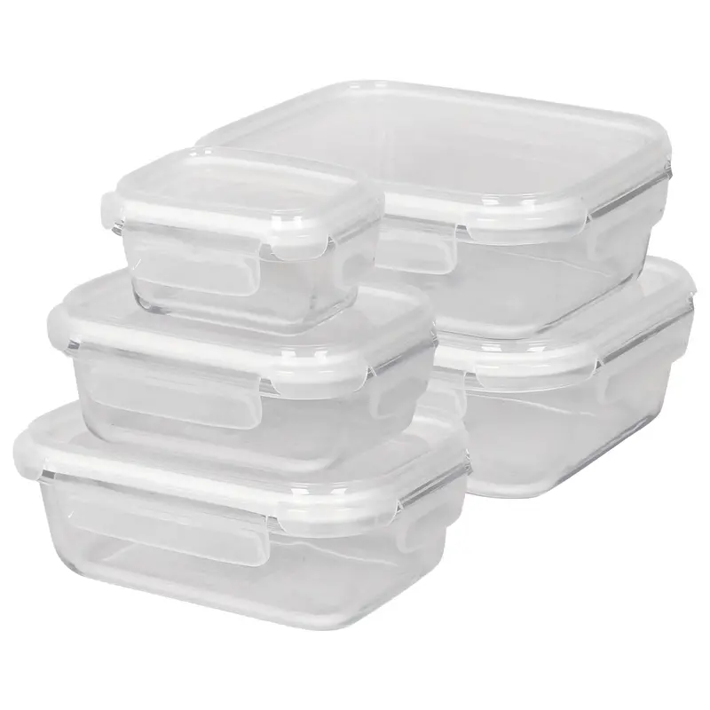 5-Piece Airtight Glass Food Storage Container Set With Lids 1