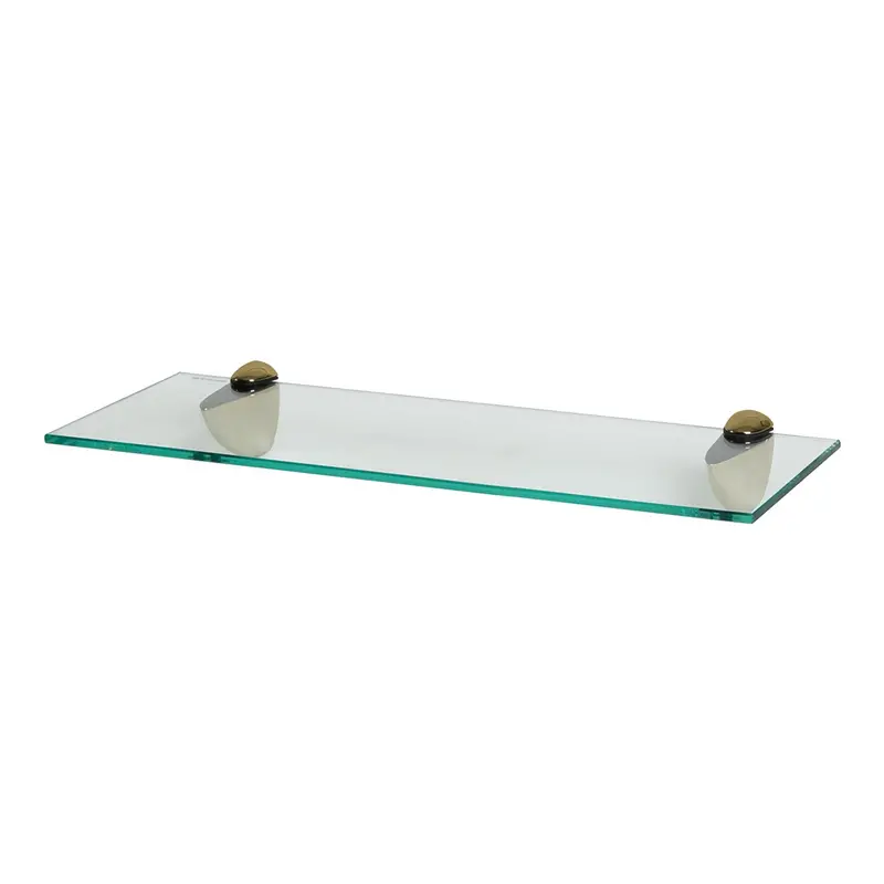 50Cm Rectangular Tempered Glass Shelf With Gold Mounts 1