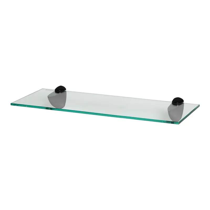 50Cm Rectangular Tempered Glass Shelf With Matte Black Mounts 1
