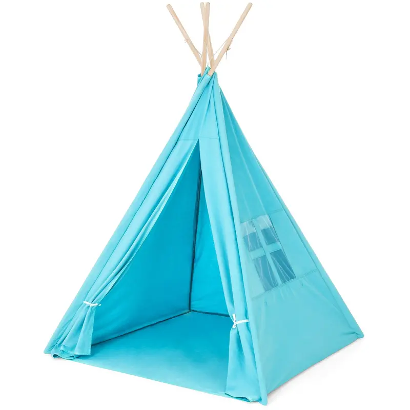 6-Foot Cotton Kids’ Pretend Play Teepee Tent Featuring Ventilated Mesh Window And Portable Carry Bag 4