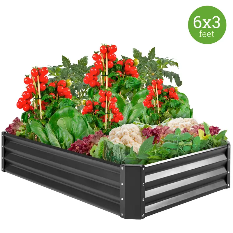 6-Foot Galvanized Steel Raised Garden Bed For Vegetables, Herbs & Flowers – 6'X3'X1' Outdoor Planter 1