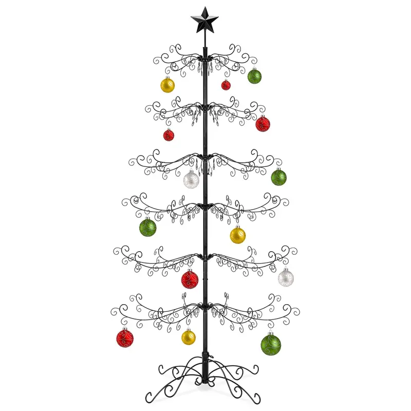 6-Foot Wrought Iron Ornamental Christmas Tree Display Stand – Tool-Free Assembly 1