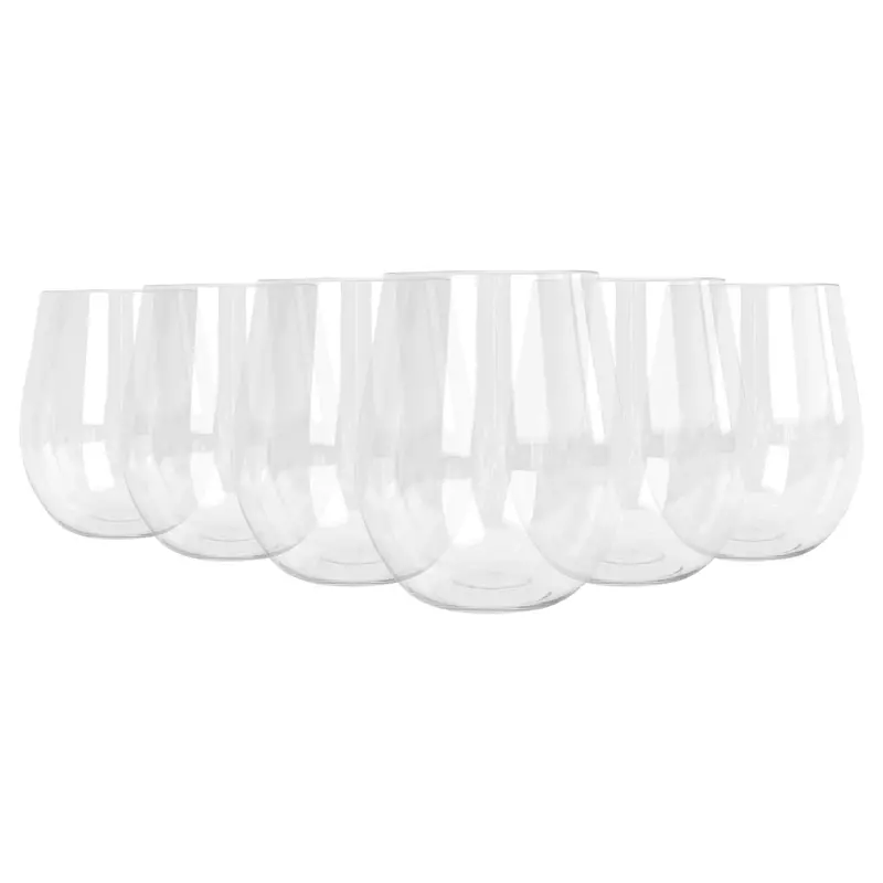 600Ml Large-Capacity Stemless Wine Glasses – Set Of 6 (Plastic) 1