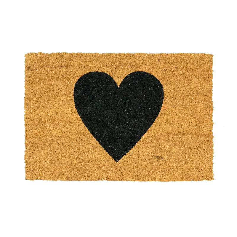 60X40Cm Black Heart Coir Doormat – Natural Fiber Entry Mat 1