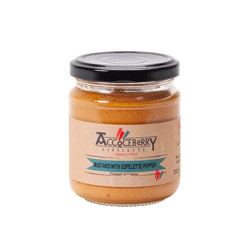 Accoceberry Smooth Espelette Pepper Mustard – French Gourmet Condiment 1