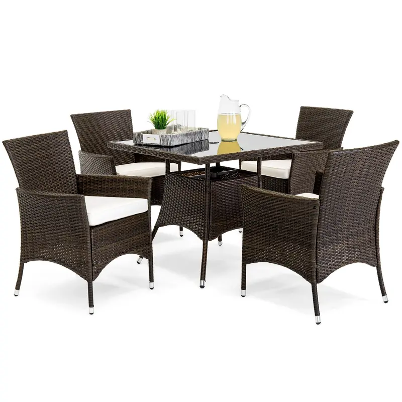 All-Weather 5-Piece Wicker Patio Dining Set With Four Matching Chairs 1