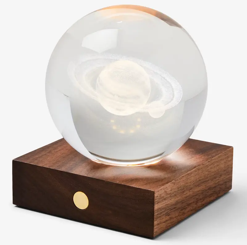 Amber Crystal Saturn-Themed Light Paperweight By Gingko Designs 1