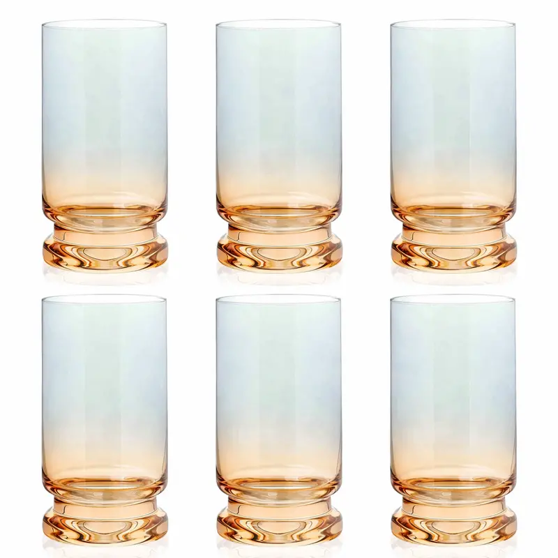 Amber & Smoke Highball Glasses – Set Of 6 Smoky-Toned Tumblers 1