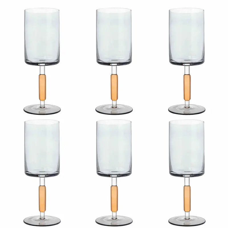 Amber & Smoke Wine Glasses – Set Of 6 Refined Stemware 1