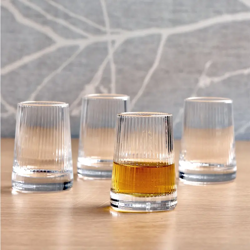 Anton Studio Empire Ribbed Shot Glasses – Clear Glass Set Of 4 1