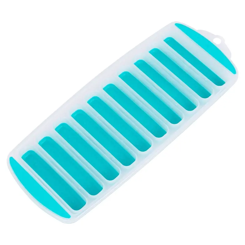 Aqua-Colored Silicone Ice Cube Tray – 10-Cube Bottle Shape 1