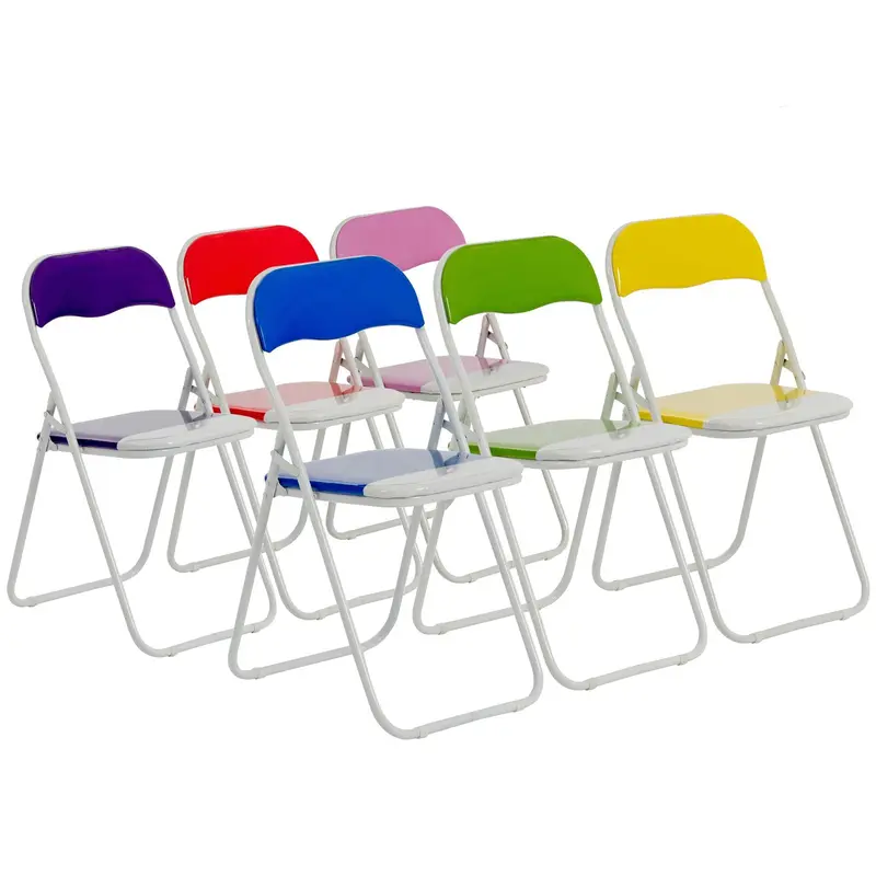 Assorted Multicolour Wave-Patterned Folding Chairs – 6-Piece Vibrant Seating Set 1