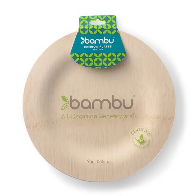 Bambu 9-Inch Round Bamboo Disposable Plates (8-Pack) 1