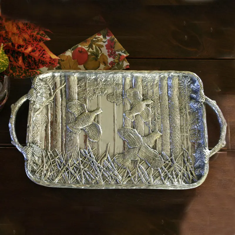 Beatriz Ball Forest Quail Serving Tray With Natural Twig Handles 1