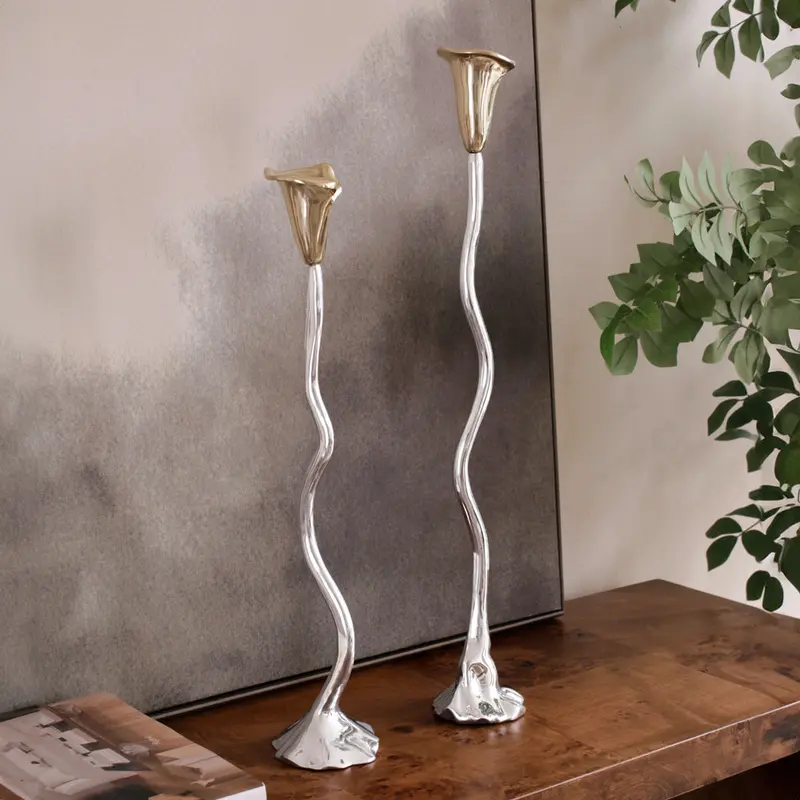 Beatriz Ball Garden Tulip Candlestick Holder With Gold Floral Detail 1