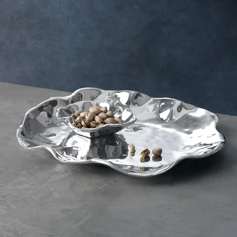 Beatriz Ball Vento Bergamo Chip And Dip Platter – Dual-Compartment Stainless Server 1