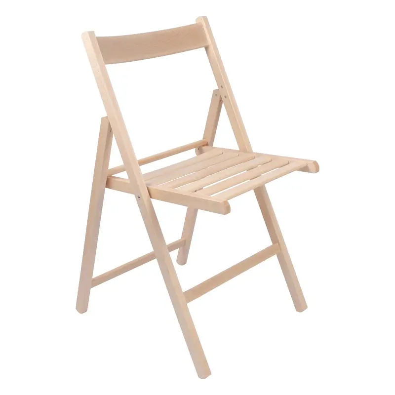 Beige Folding Chair With Solid Beech Wood Frame 1