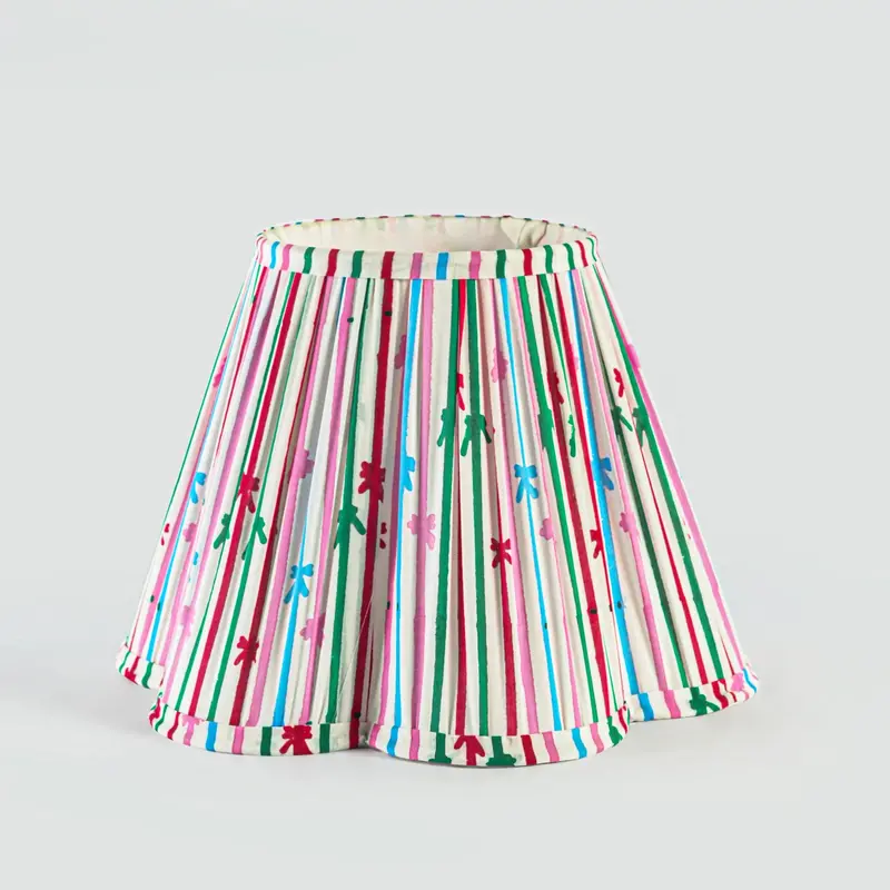 Bellebow Hand-Blocked Lampshade – Curved Silhouette, Textured Cotton Finish 1